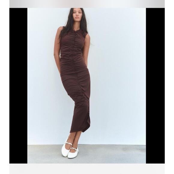 Zara Dresses & Skirts - ZARA CENTRAL RUFFLED MIDI DRESS- BRAND NEW WITH TAG - SIZE XS
